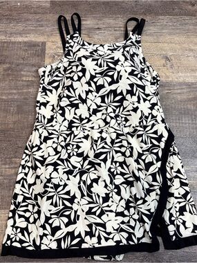 Lands' End Women's Scoop Neck Floral Swim Dress One Piece Size 14